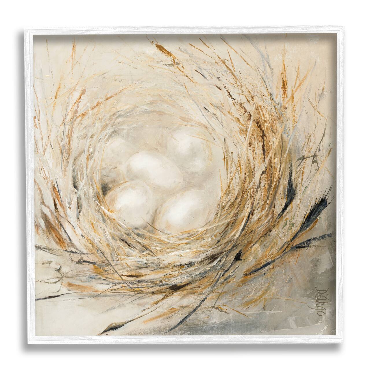 Stupell Industries Abstract Baby Bird Egg Nest Countryside Animals Framed Wall Art